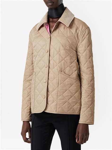 burberry lined polyester and corduroy collar jacket tan|Quilted Barn Jacket in Camel .